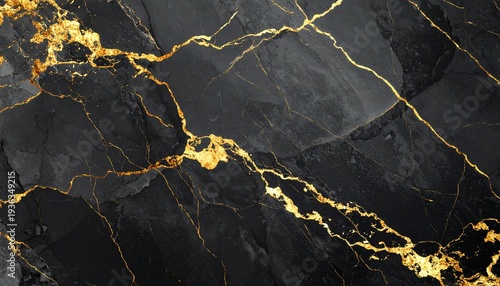 Black Marble Texture with Golden Veins Abstract Background