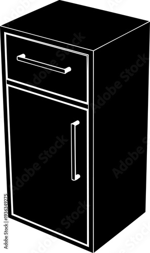 Compact bedside nightstand silhouette with a single drawer