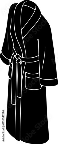 Comfortable terry cloth bathrobe silhouette for spa or hotel