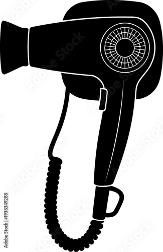 Compact blow dryer on bracket silhouette for amenities