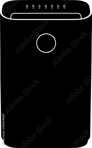 Electronic air purifier silhouette with digital display and control indicators