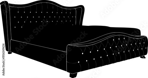 Elegant upholstered bed with tufted headboard silhouette