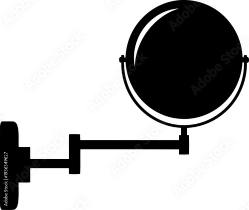 Extending shaving mirror silhouette with swivel arm