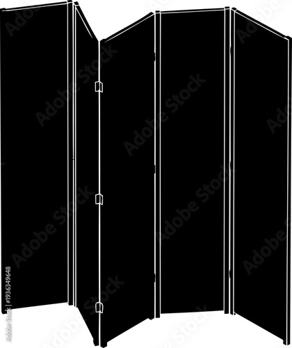 Front view of a classic four panel folding room divider
