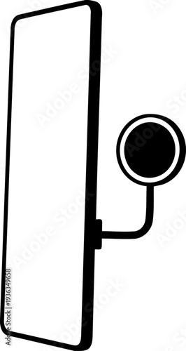 Full length dressing mirror silhouette with attached magnifying glass