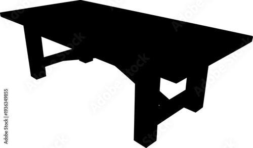 Industrial style work table silhouette with solid timber top