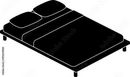Isometric view of a minimalist platform bed shape