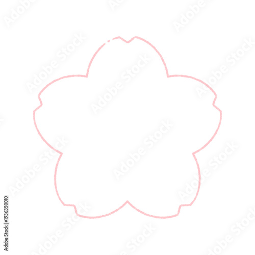 手描きの桜の花の線画フレーム素材 - 春･卒入学･日本のイメージのシンプルでかわいい装飾イラスト