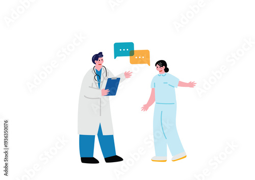 会話する医療従事者のイラスト