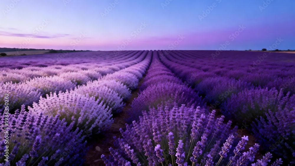 Obraz premium Rows of lavender flowers in a field