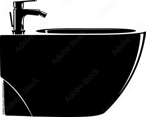 Modern bathroom bidet with faucet outline for sanitary ware