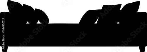 Modern daybed sofa with multiple pillows silhouette