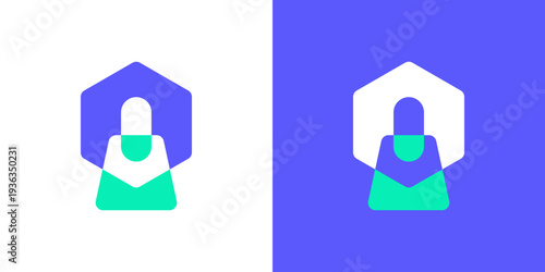 Dual meaning logo combining shopping bag and home elements, symbolizing convenient home shopping, modern e-commerce lifestyle, comfort, and seamless retail solutions for everyday living.