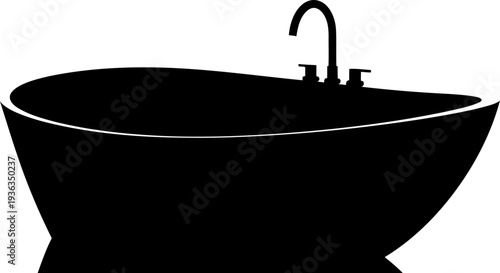 Modern oval shaped bathtub with a deck mounted faucet