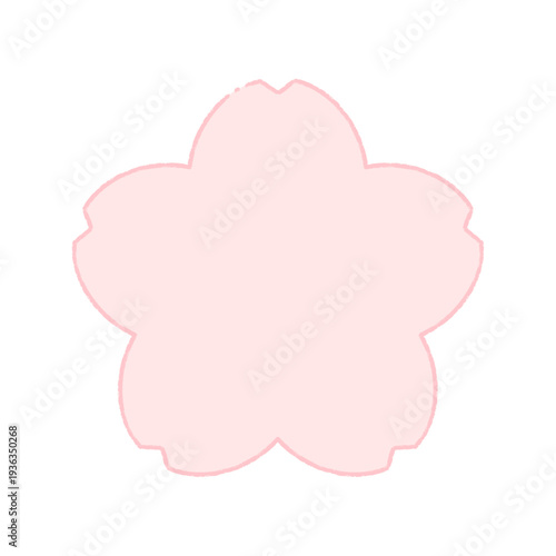 手描きの桜の花の線画フレーム素材 - 春･卒入学･日本のイメージのシンプルでかわいい装飾イラスト