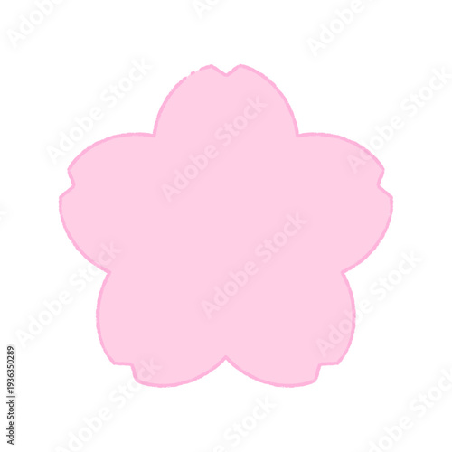 手描きの桜の花の線画フレーム素材 - 春･卒入学･日本のイメージのシンプルでかわいい装飾イラスト