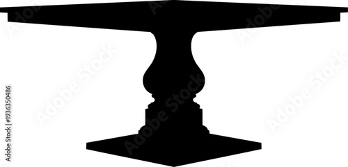 Pedestal dining table silhouette with a heavy central base