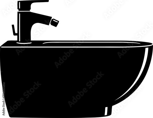 Side view bathroom bidet silhouette