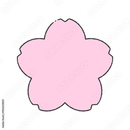 手描きの桜の花の線画フレーム素材 - 春･卒入学･日本のイメージのシンプルでかわいい装飾イラスト