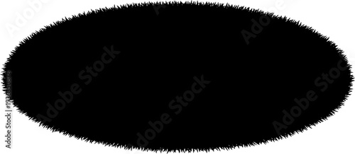 Textured shaggy carpet silhouette in an oval shape for home