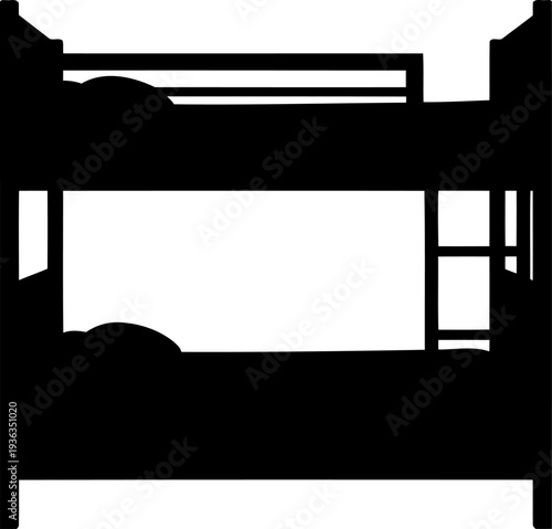Twin size bunk bed frame with safety rail silhouette