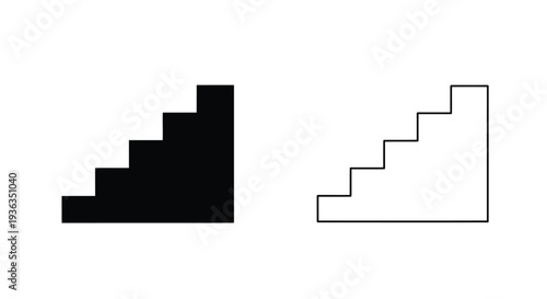 Staircase illustration showing both a filled and outlined version