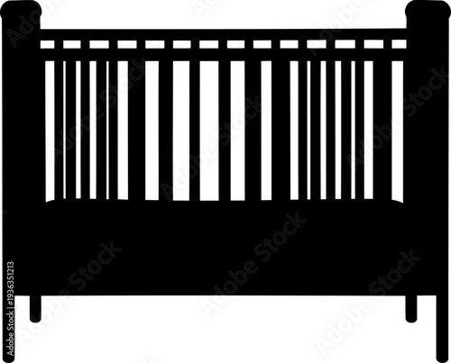 Wooden infant cot silhouette for newborn bedroom design