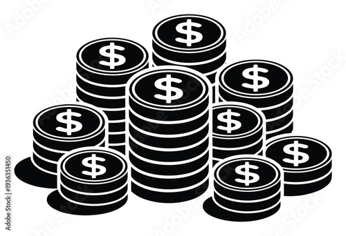 Stacked Coins with Dollar Signs - Symbolizing Wealth and Financial Growth