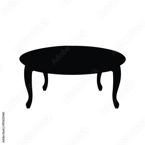Silhouette of a vintage oval coffee table with cabriole legs on white