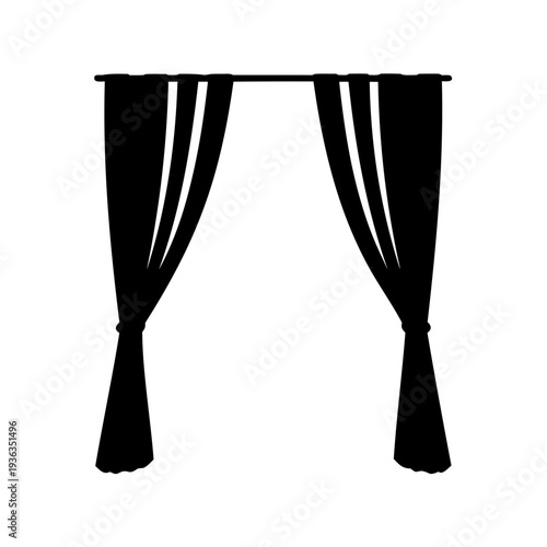 Elegant black curtain illustration for interior design and window decoration projects