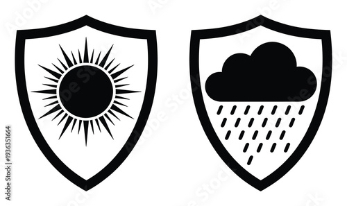 Weather Protection Symbols: Sun and Rain Shields