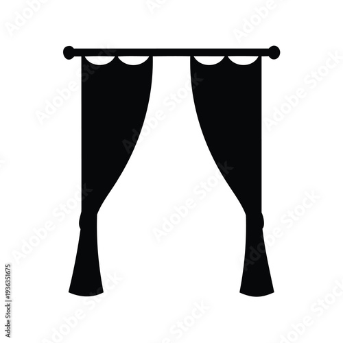 Elegant black and white curtains isolated on a white background vector illustration