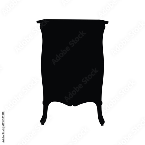 A Silhouette of a Vintage Commode with Elaborate Legs and Curved Sides