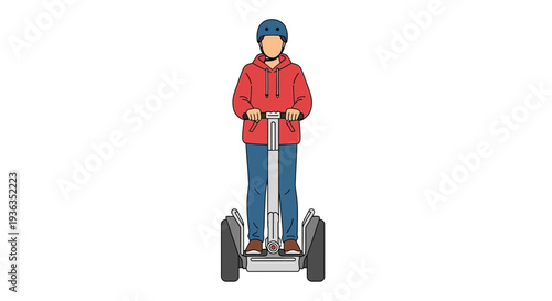 Person riding a segway, modern personal transportation, isolated on white background