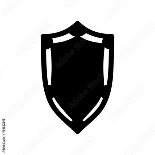 Bold black shield icon representing security, protection and defense mechanisms applications