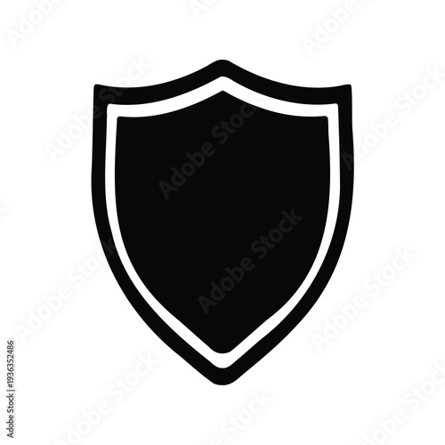 Black and white shield vector graphic, symbolizing protection and security elegantly