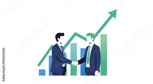 Business partnership growth illustration representing corporate collaboration, strategic agreement, financial progress and professional teamwork success concept