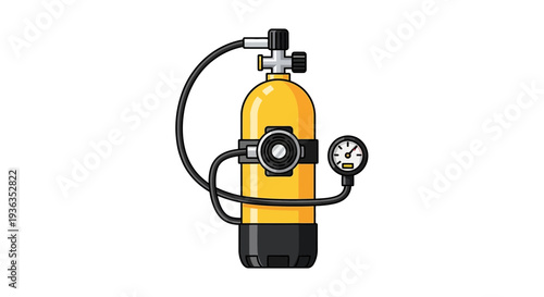 Scuba Diving Tank Oxygen Cylinder Regulator Gauge Isolated White Background