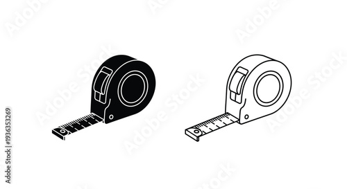 Tape measure illustrations a filled and an outlined version