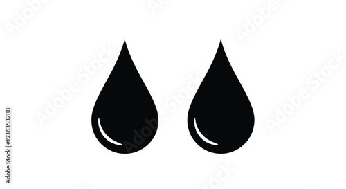 Two black water droplets on a white background simple icon design