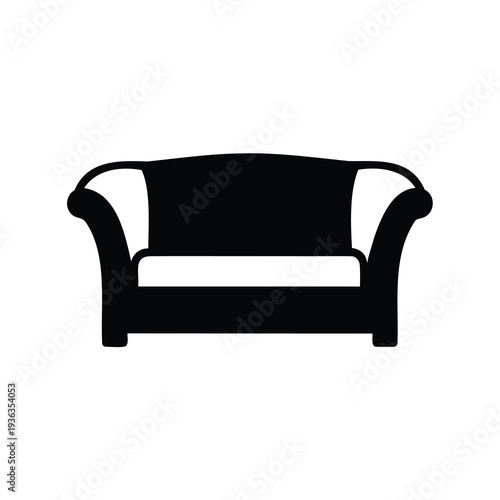 Elegant black and white couch illustration providing a classic furniture design aesthetic