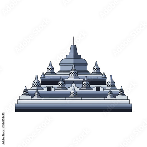 Buddhism temple illustration, ancient monument, cultural heritage, travel destination