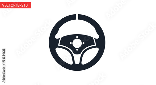 Simple Black Steering Wheel Icon Vector Illustration