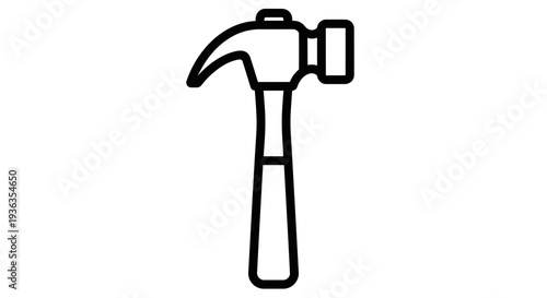 Simple Hammer Icon - Black Outline on White Background