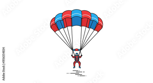 Skydiver Ascending with Colorful Parachute