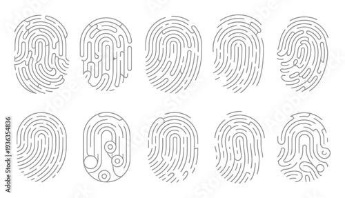 Collection of Stylized Fingerprint in Gray Line
