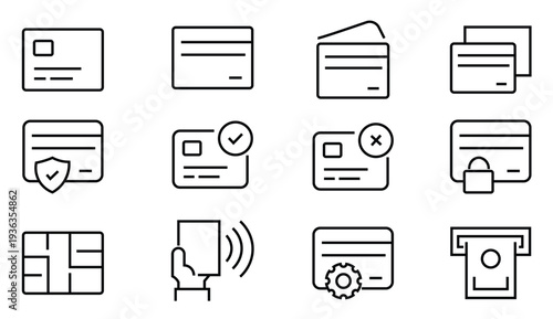 Credit Card Line Icon Set. Payment Icons Collection. Editable Stroke stock illustration
Credit Card Reader, ATM, Banking, Business, Business Finance and Industry