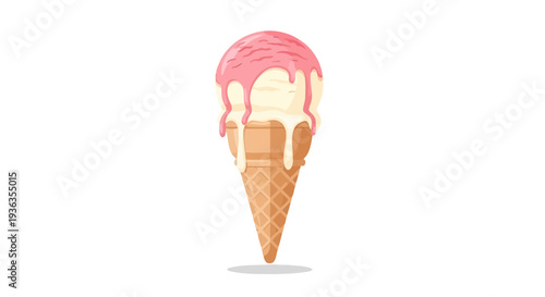 Strawberry Vanilla Ice Cream Cone Drip