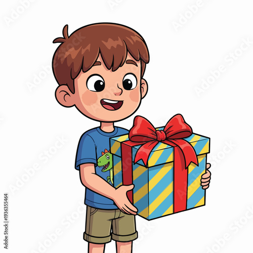 Happy Child Holding a Gift Box for Celebrations and Special Occasions