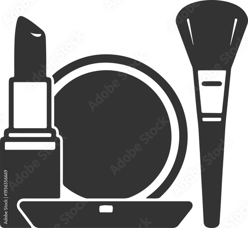 Professional Lipstick and Cosmetic Palette with Brush Silhouette for Fashion Runway and Editorial Beauty Design